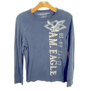 Guys' American Eagle Outfitters Vintage Fit Crew Neck Thermal LS Graphic Tee